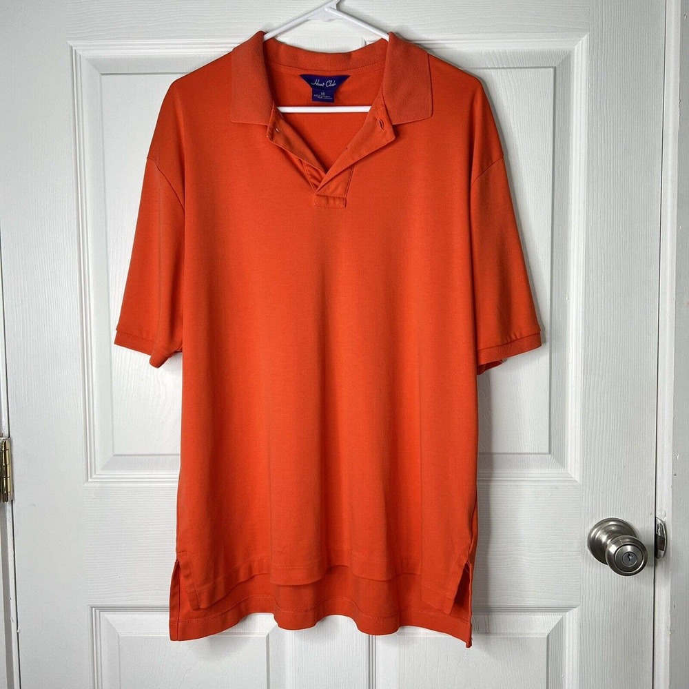 Vintage Hunt Club Orange Polo L/G Size short sleeve button down